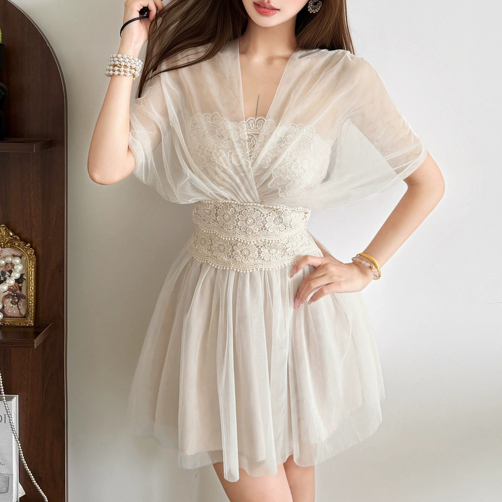 H&M Sexy Summer Deep V Lace Cutout Waist Slimming Dress